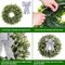 19" Artificial Boxwood Front Door Wreath – All-Season Green Wreath with 3 Interchangeable Bows for Spring, Summer, Fall & Winter Indoor/Outdoor Farmhouse Decor
